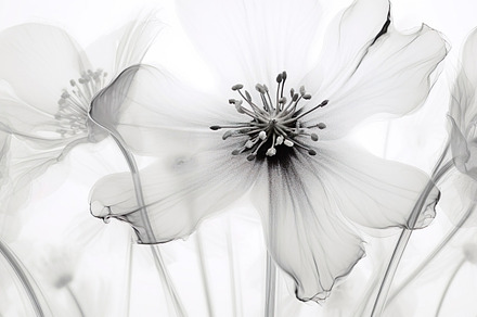 Intricate X-Ray Art of Black and White Wildflowers
