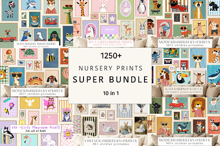 Nursery Prints Bundle of 1250+